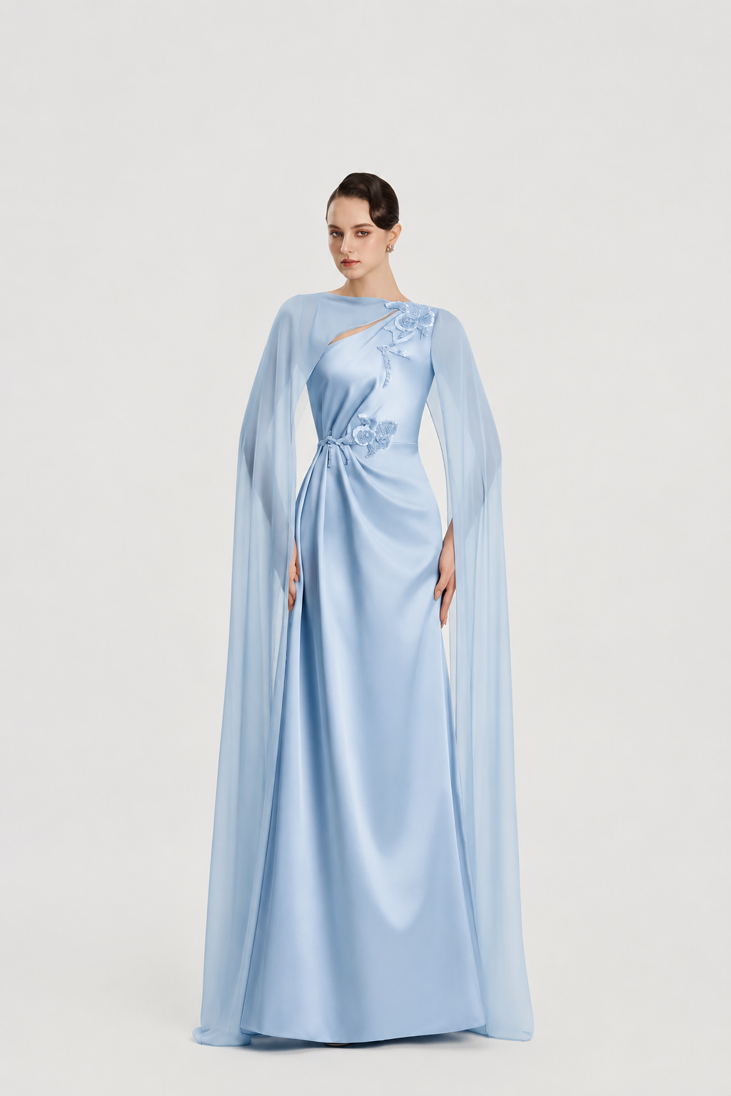 See-Through Long Cape A-Line Dress