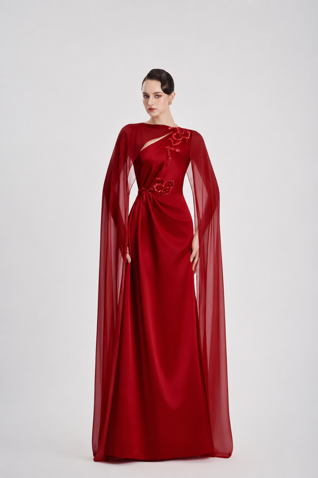 See-Through Long Cape A-Line Dress