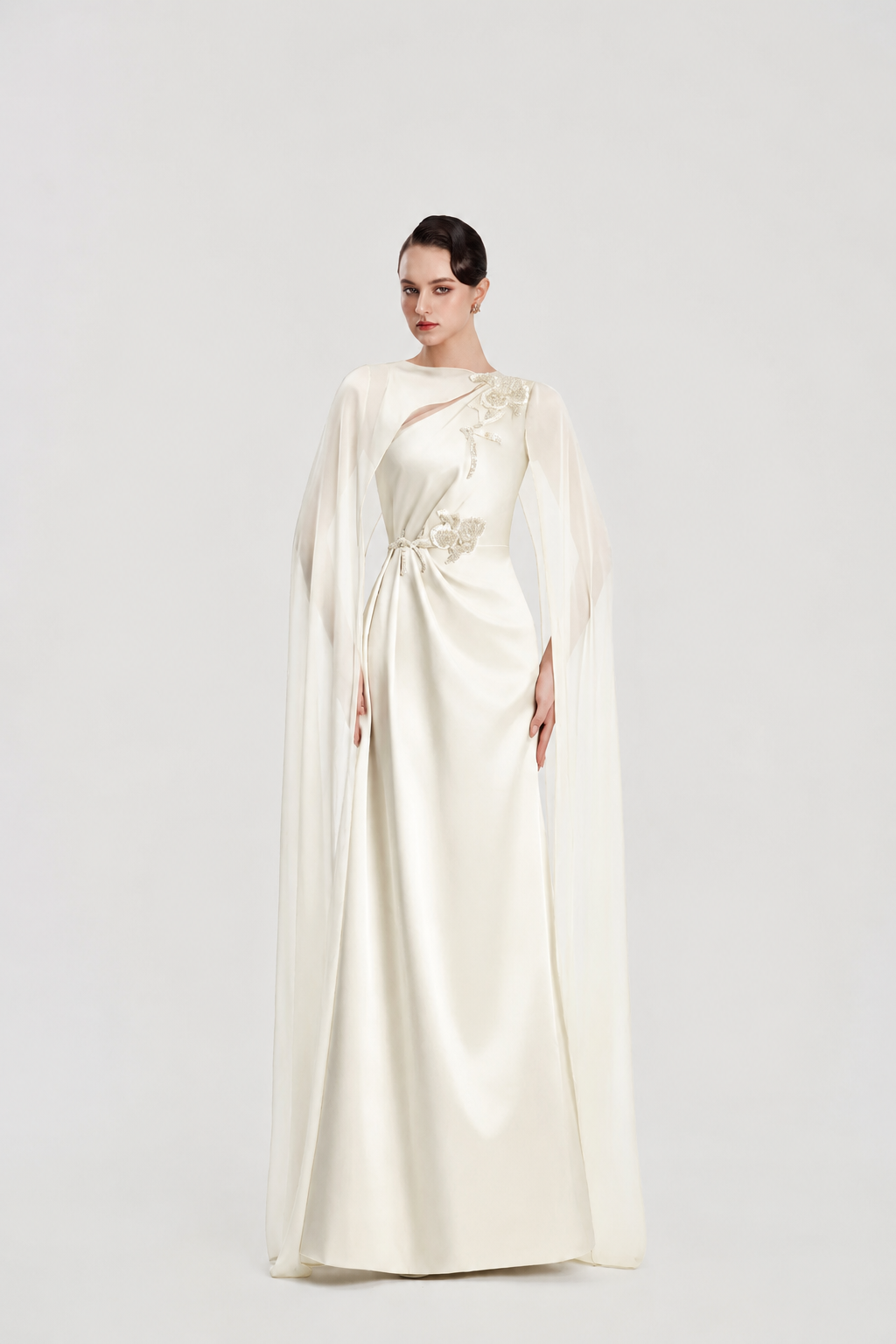 See-Through Long Cape A-Line Dress