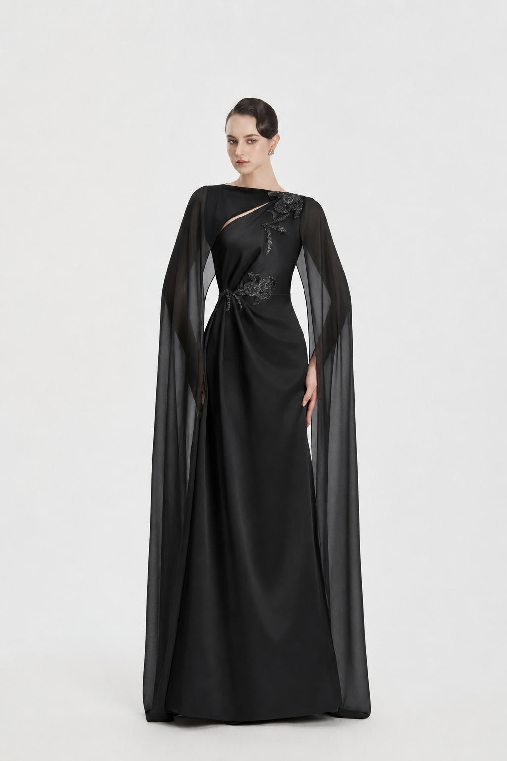 See-Through Long Cape A-Line Dress