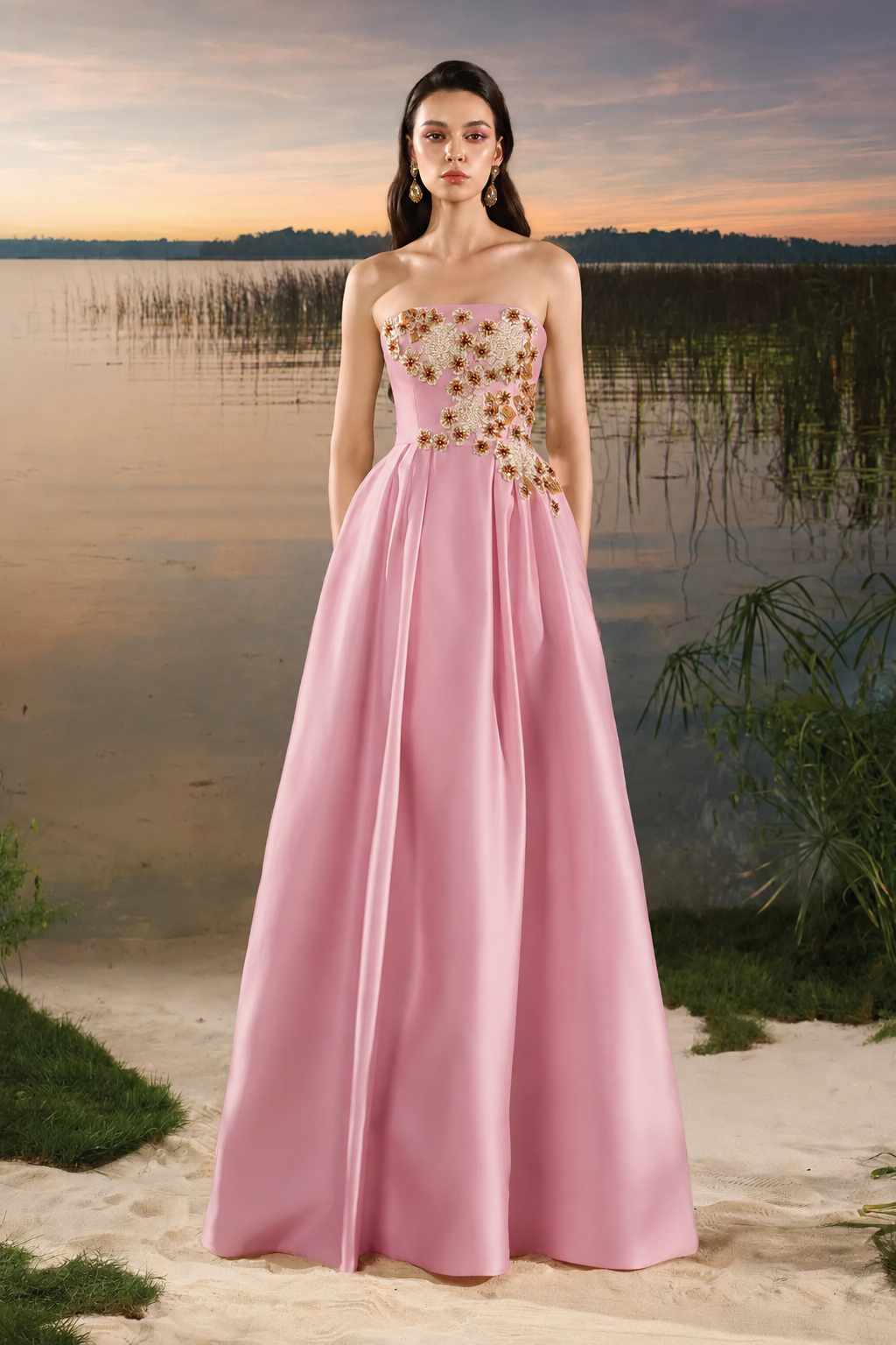 Strapless Puffy A-Line Dress - TRACY COUTURE