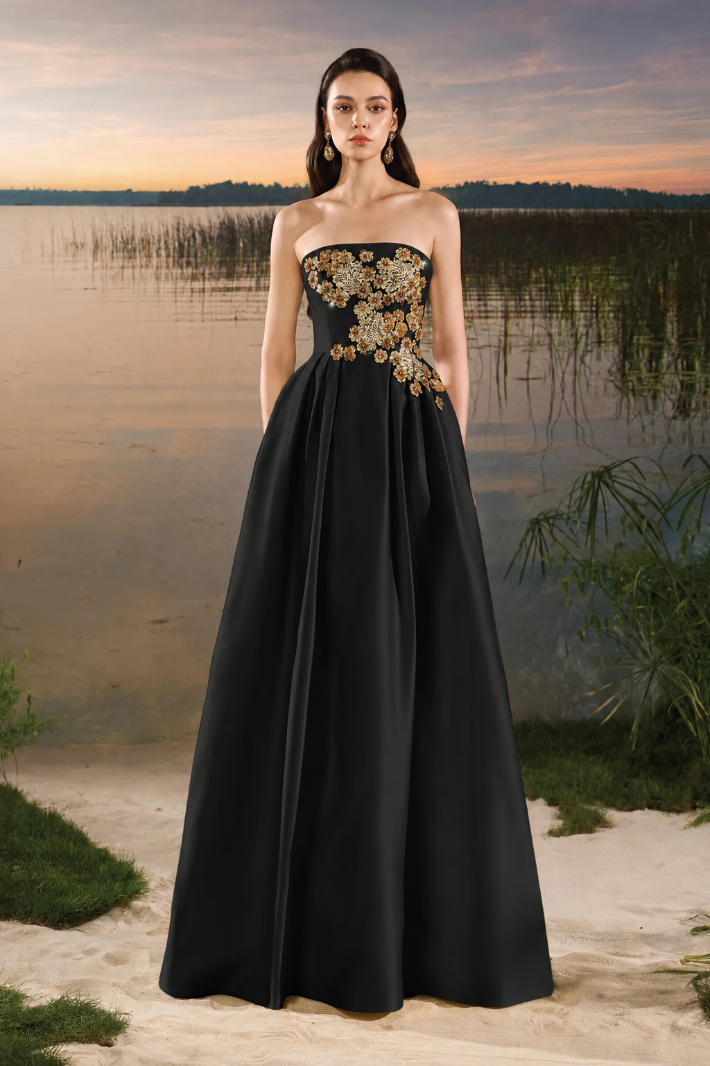 Strapless Puffy A-Line Dress - TRACY COUTURE
