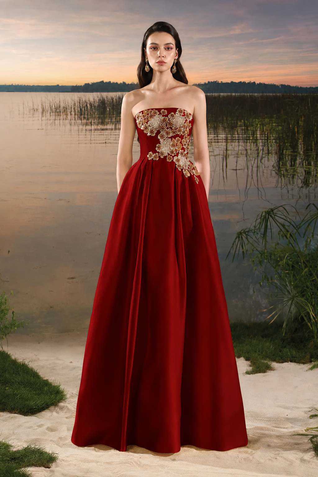 Strapless Puffy A-Line Dress - TRACY COUTURE