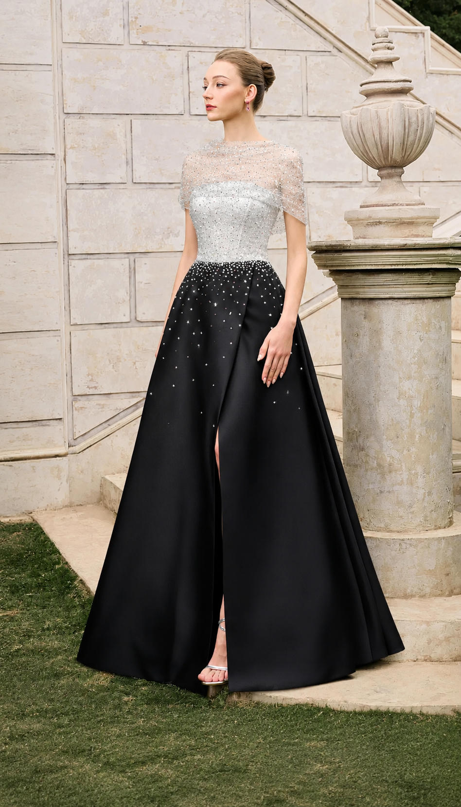 Diagonal Folded Top With Side Slit A-Line Set - TRACY COUTURE