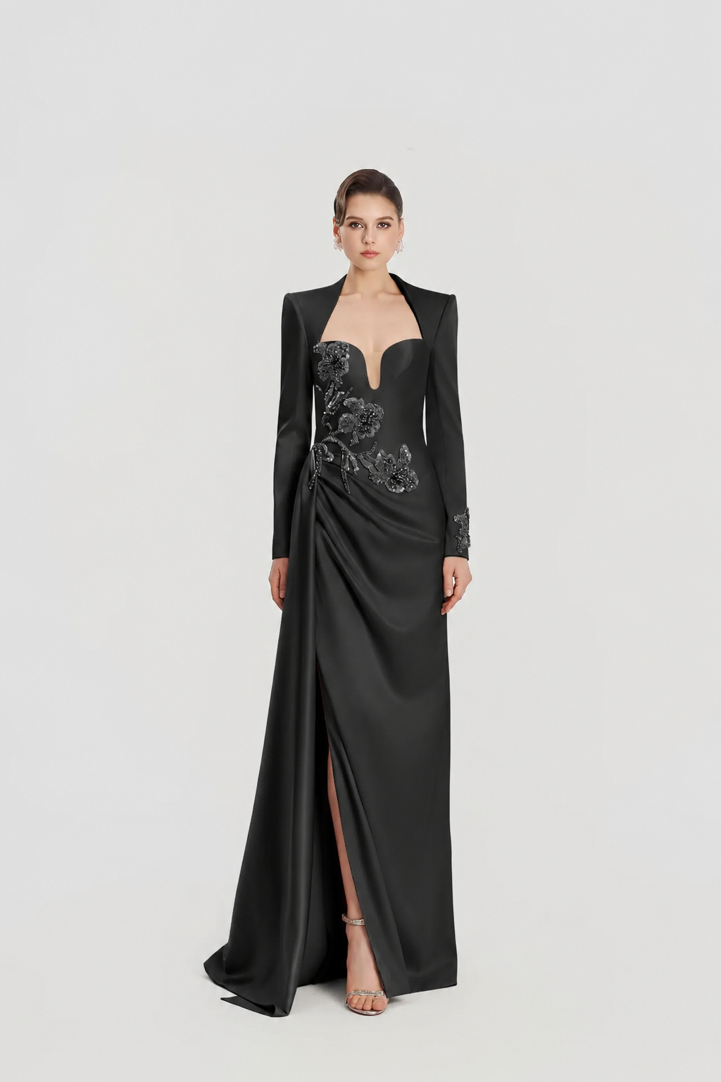 Chest Cut-Out Side Draped Dress