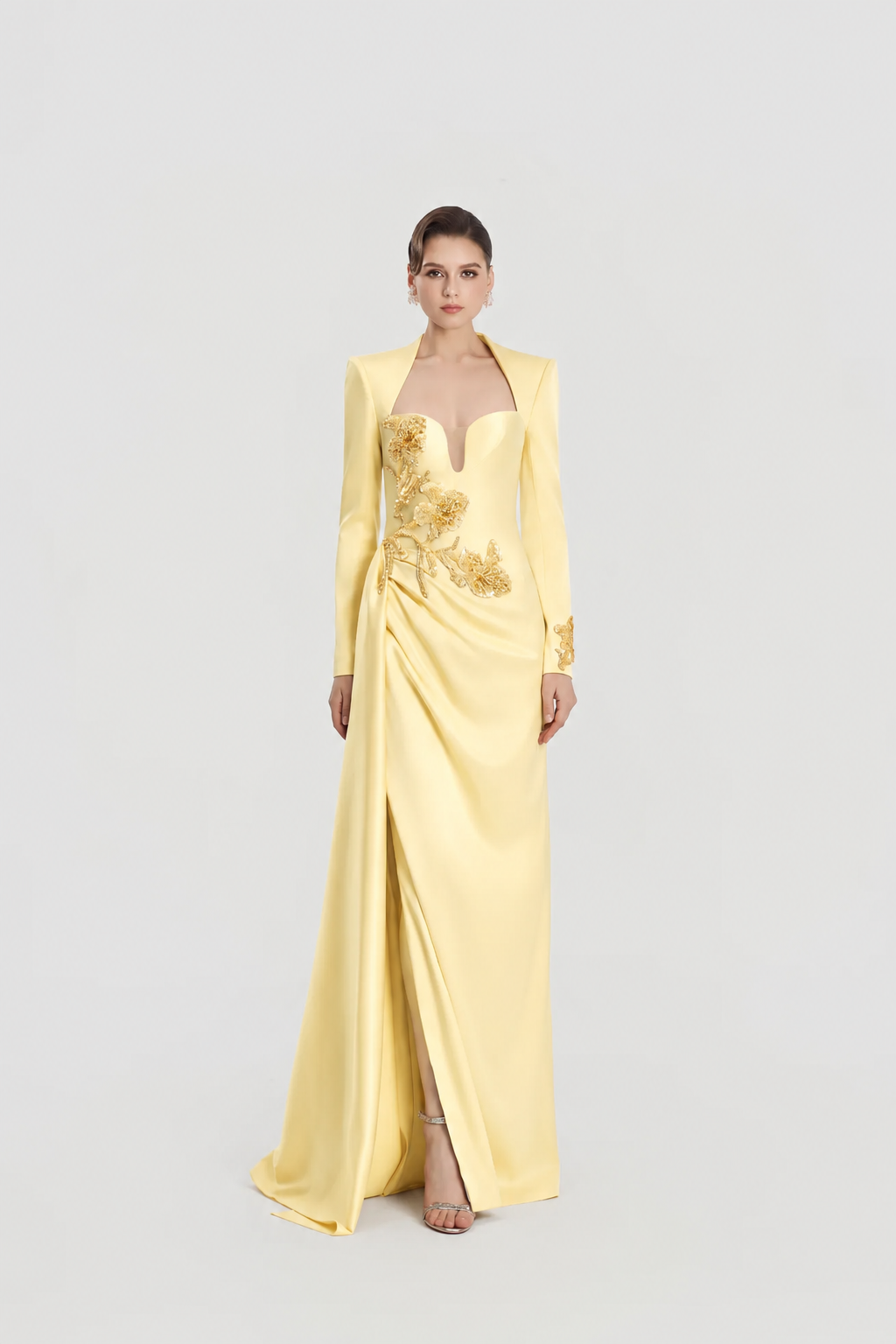Chest Cut-Out Side Draped Dress