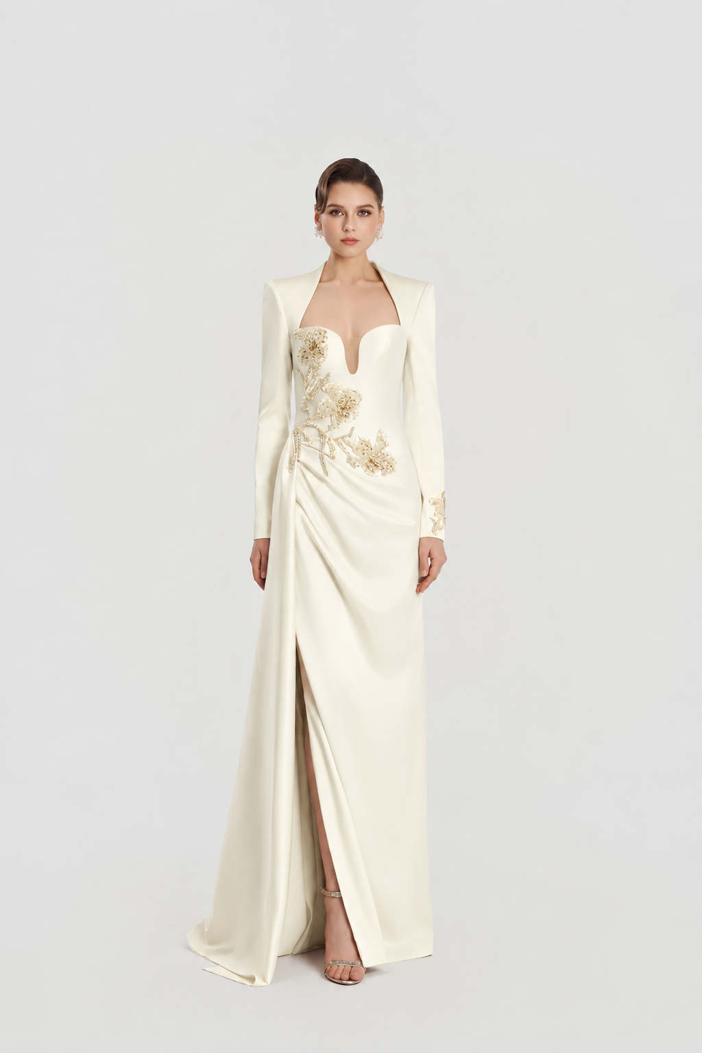 Chest Cut-Out Side Draped Dress