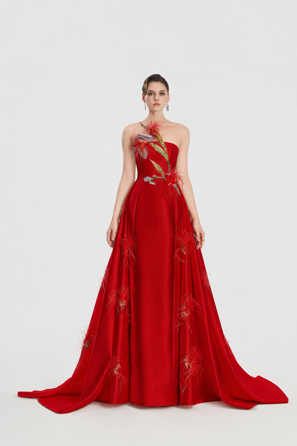 See-Through Shoulder Sides Flared A-Dress - TRACY COUTURE