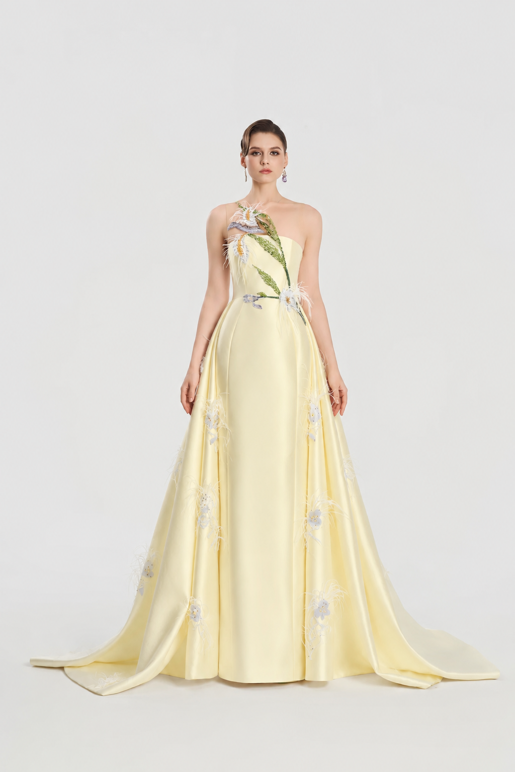See-Through Shoulder Sides Flared A-Dress - TRACY COUTURE