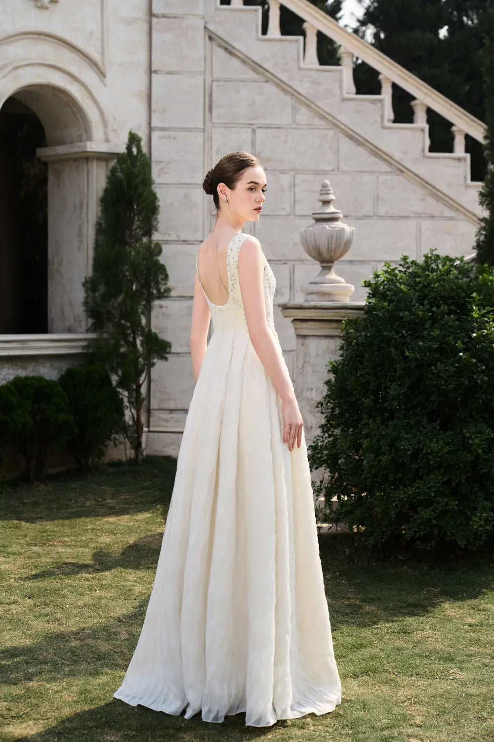 Strappy Square Neck Sides Drapped Dress