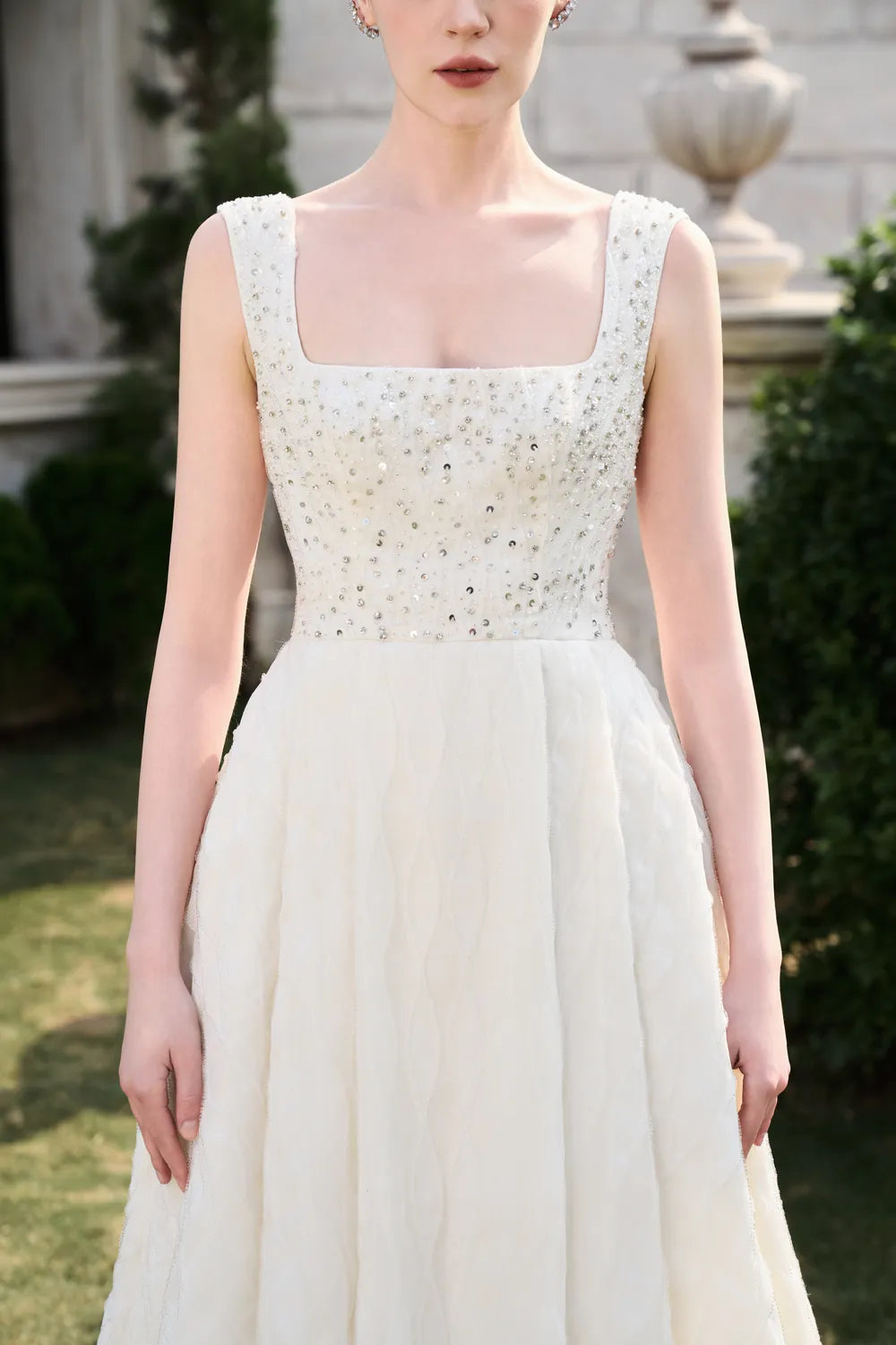 Strappy Square Neck Sides Drapped Dress