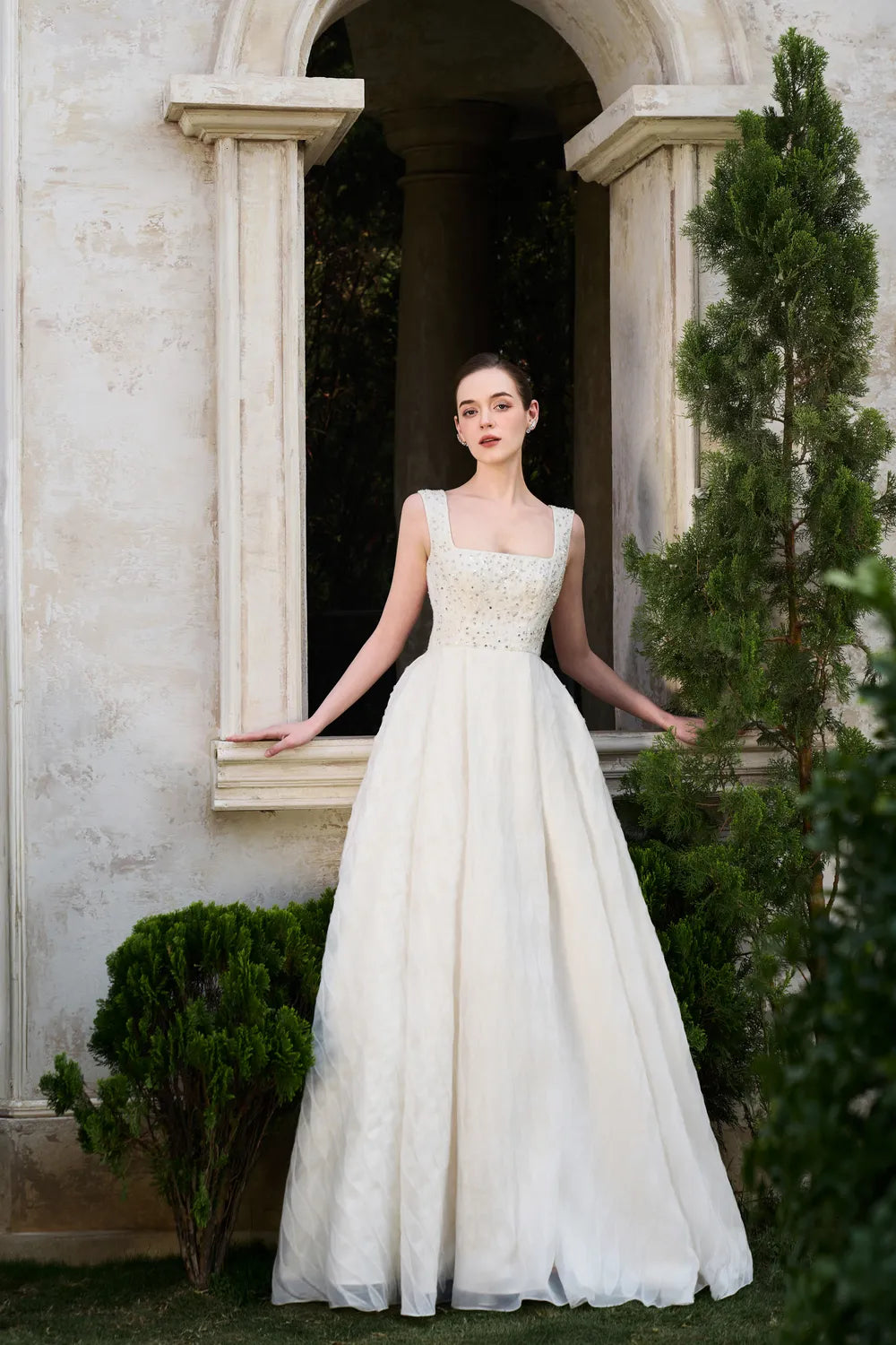 Strappy Square Neck Sides Drapped Dress