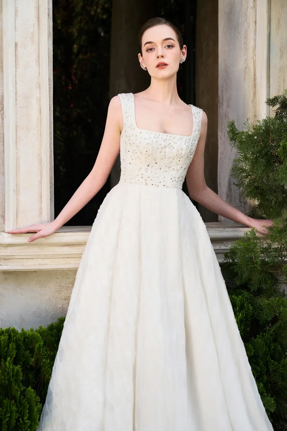 Strappy Square Neck Sides Drapped Dress