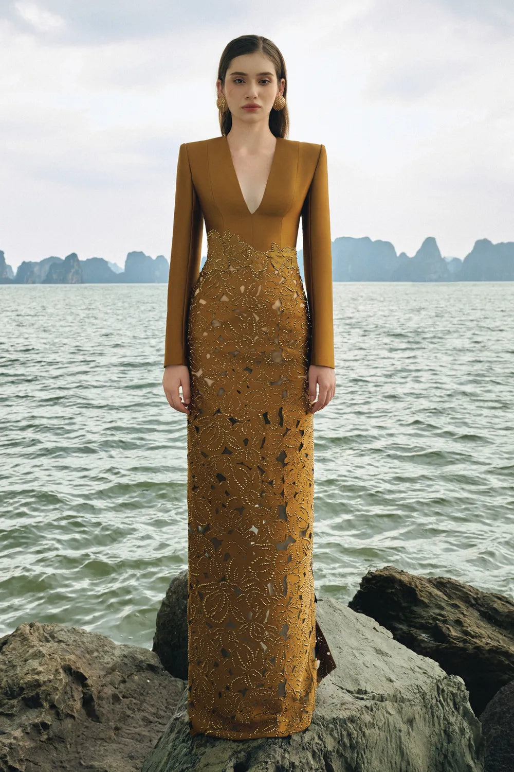 Floral Lasercut With Crystal Embellished Dress