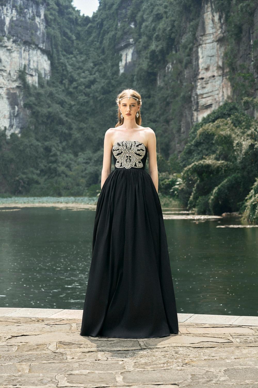 Strapless Stone Embellished Dress