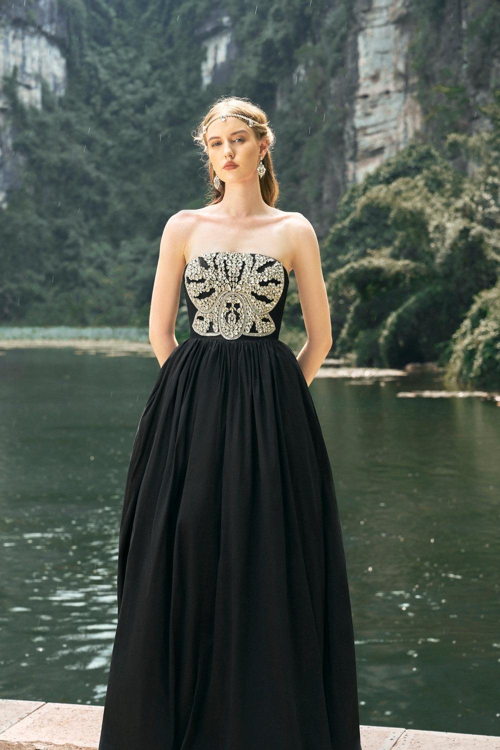 Strapless Stone Embellished Dress