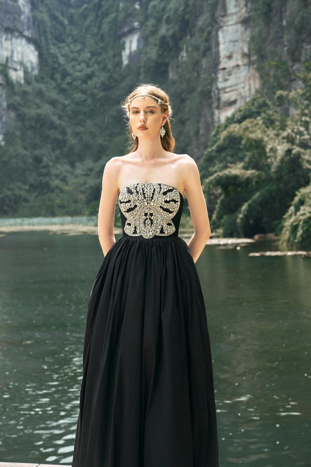 Strapless Stone Embellished Dress
