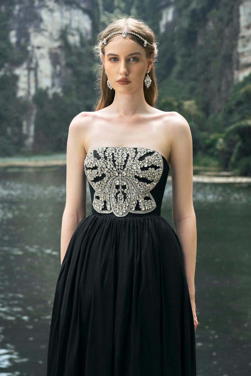 Strapless Stone Embellished Dress
