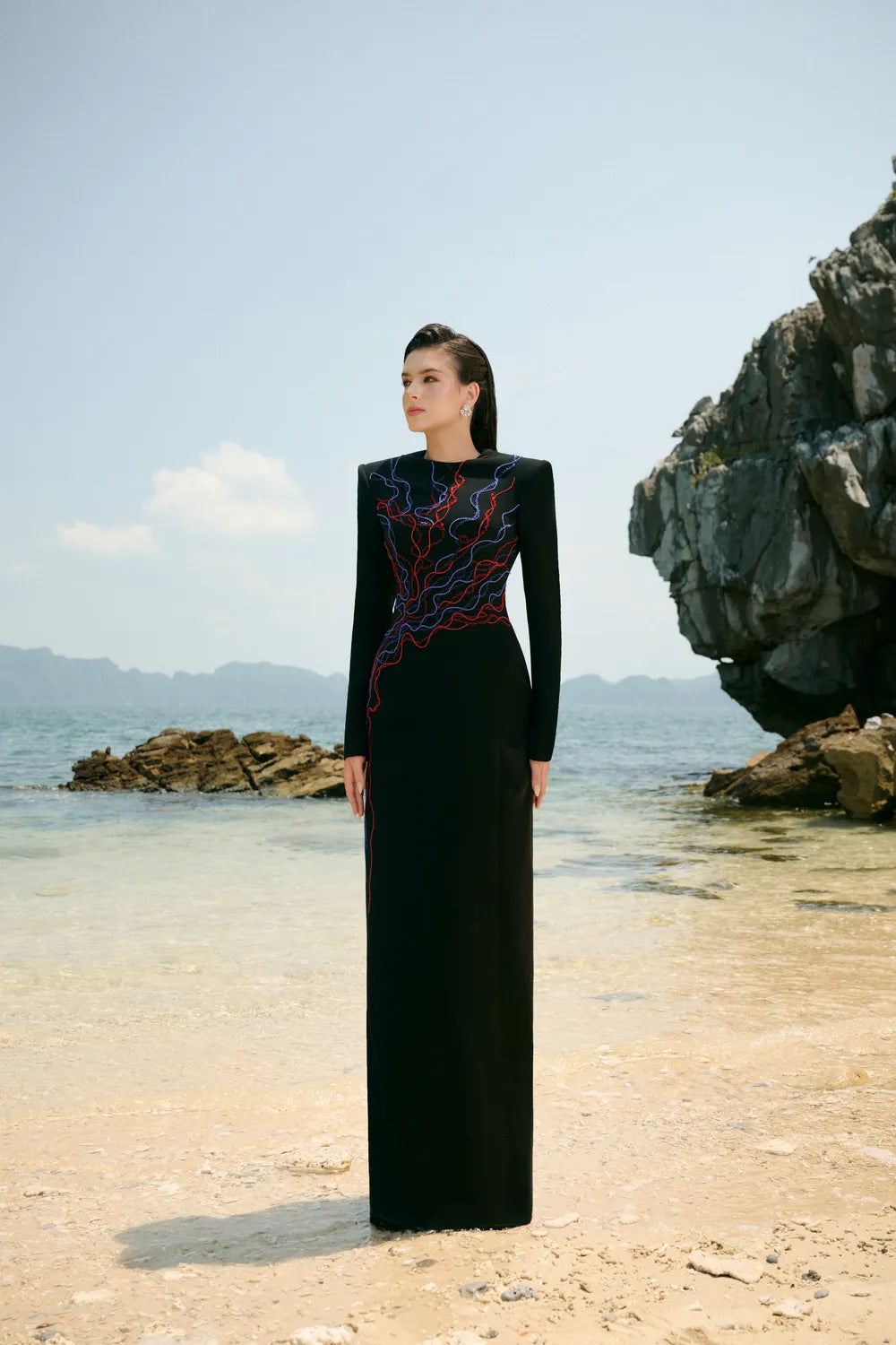 Stylized Crystal Embellished Straight Dress