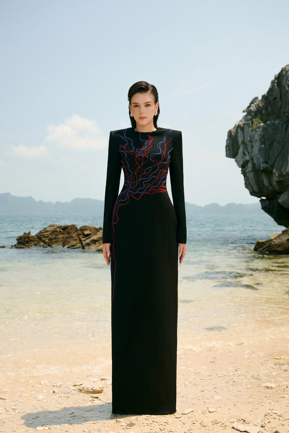 Stylized Crystal Embellished Straight Dress