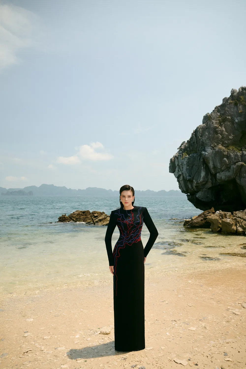 Stylized Crystal Embellished Straight Dress