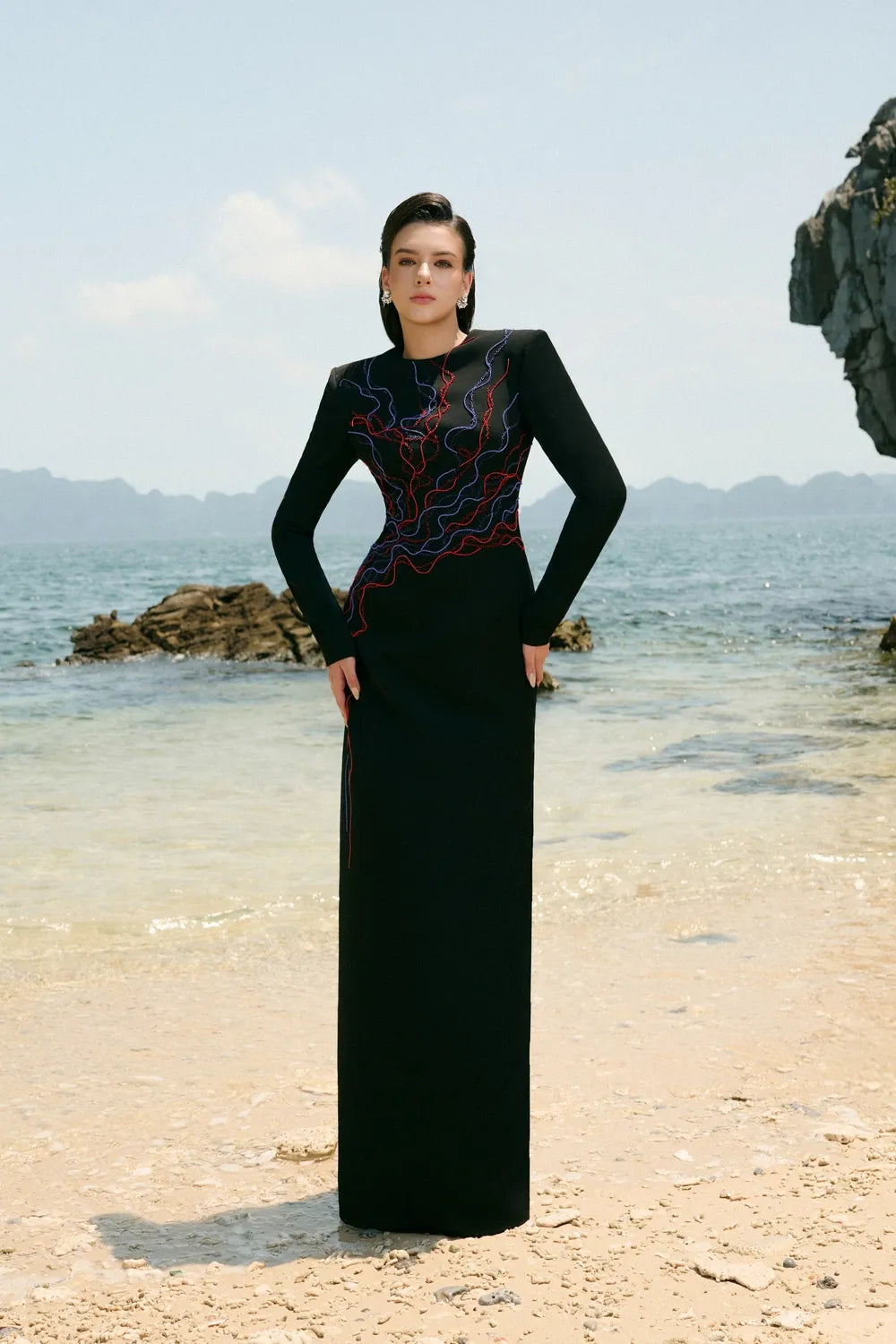 Stylized Crystal Embellished Straight Dress