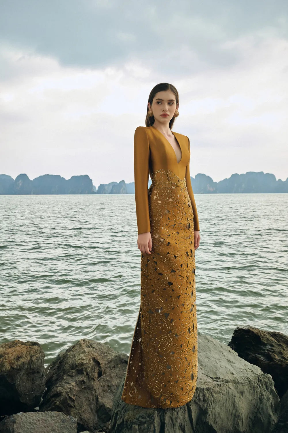 Floral Lasercut With Crystal Embellished Dress