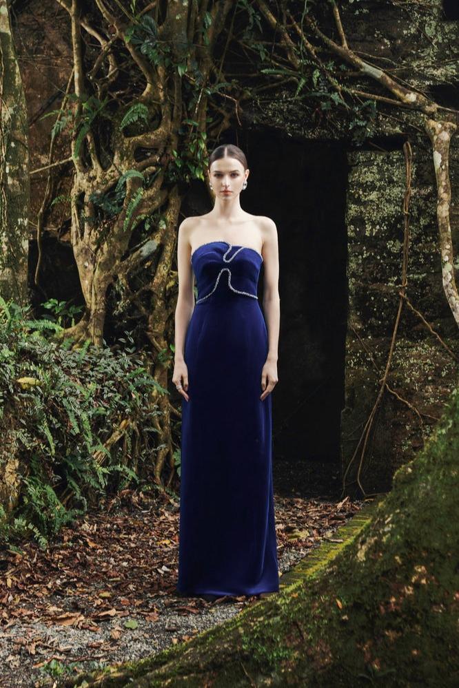 Strapless Back Slit Dress