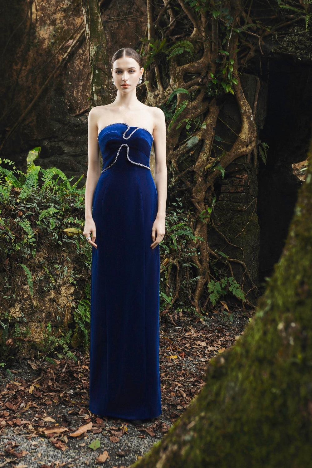 Strapless Back Slit Dress