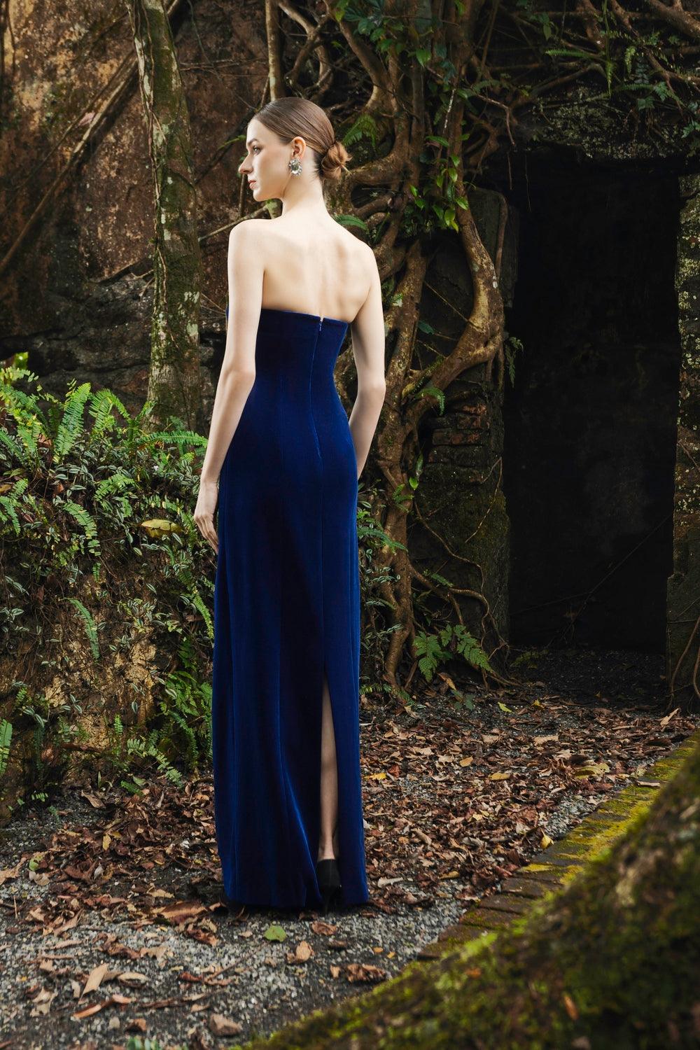 Strapless Back Slit Dress