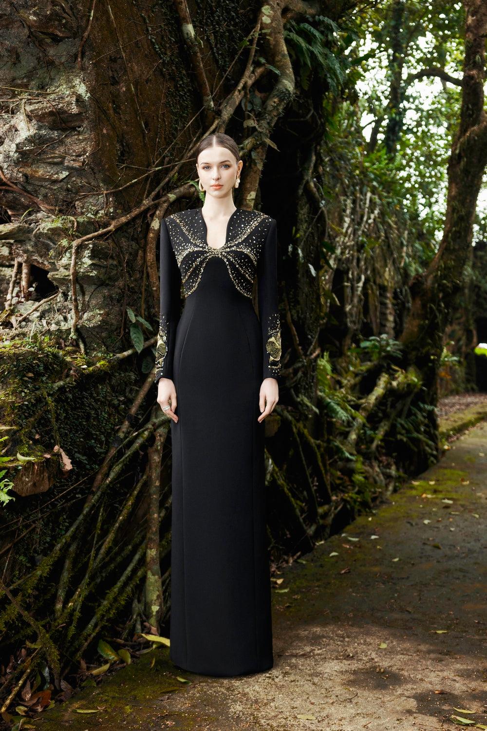 Orchid Embellished Stylized Neck Dress