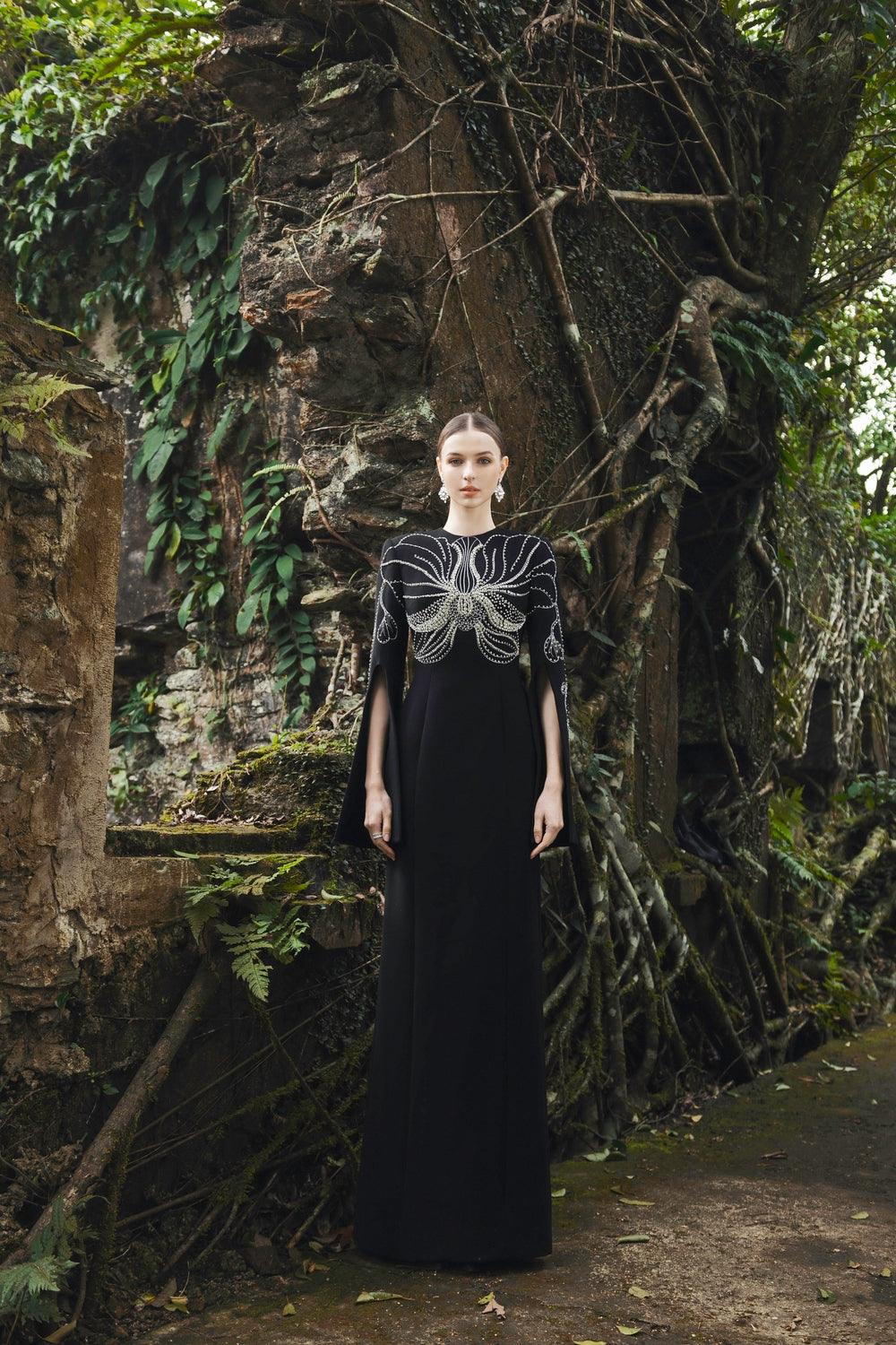 Orchid Embellished Cape Sleeve Dress