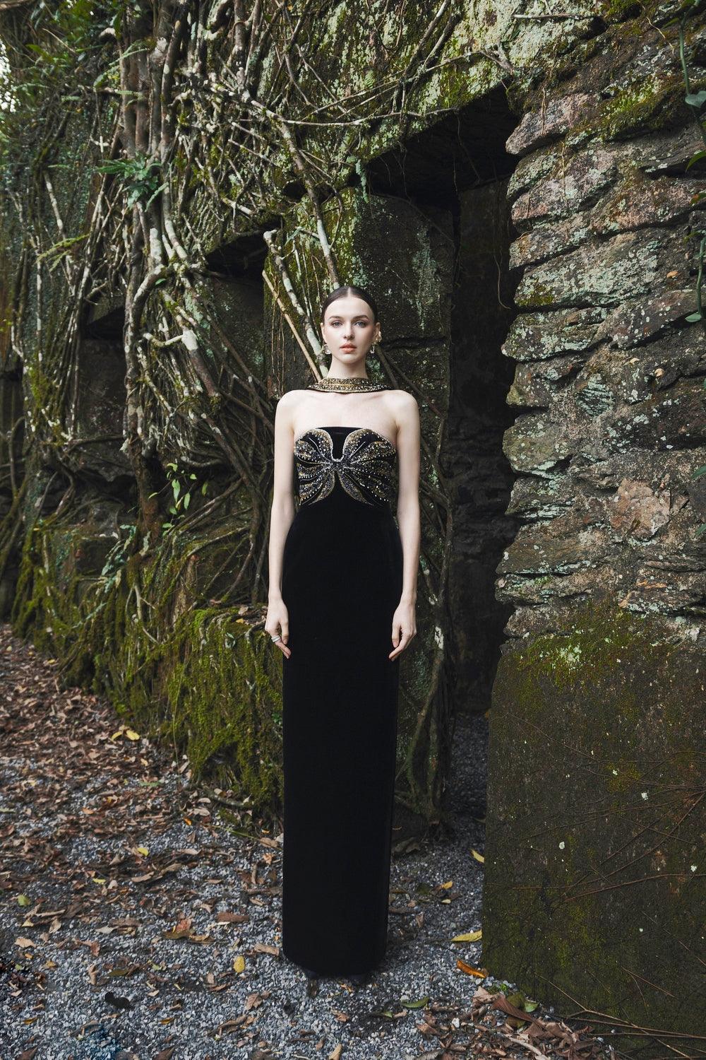 Stylized Strappy Crystal Embellished Dress