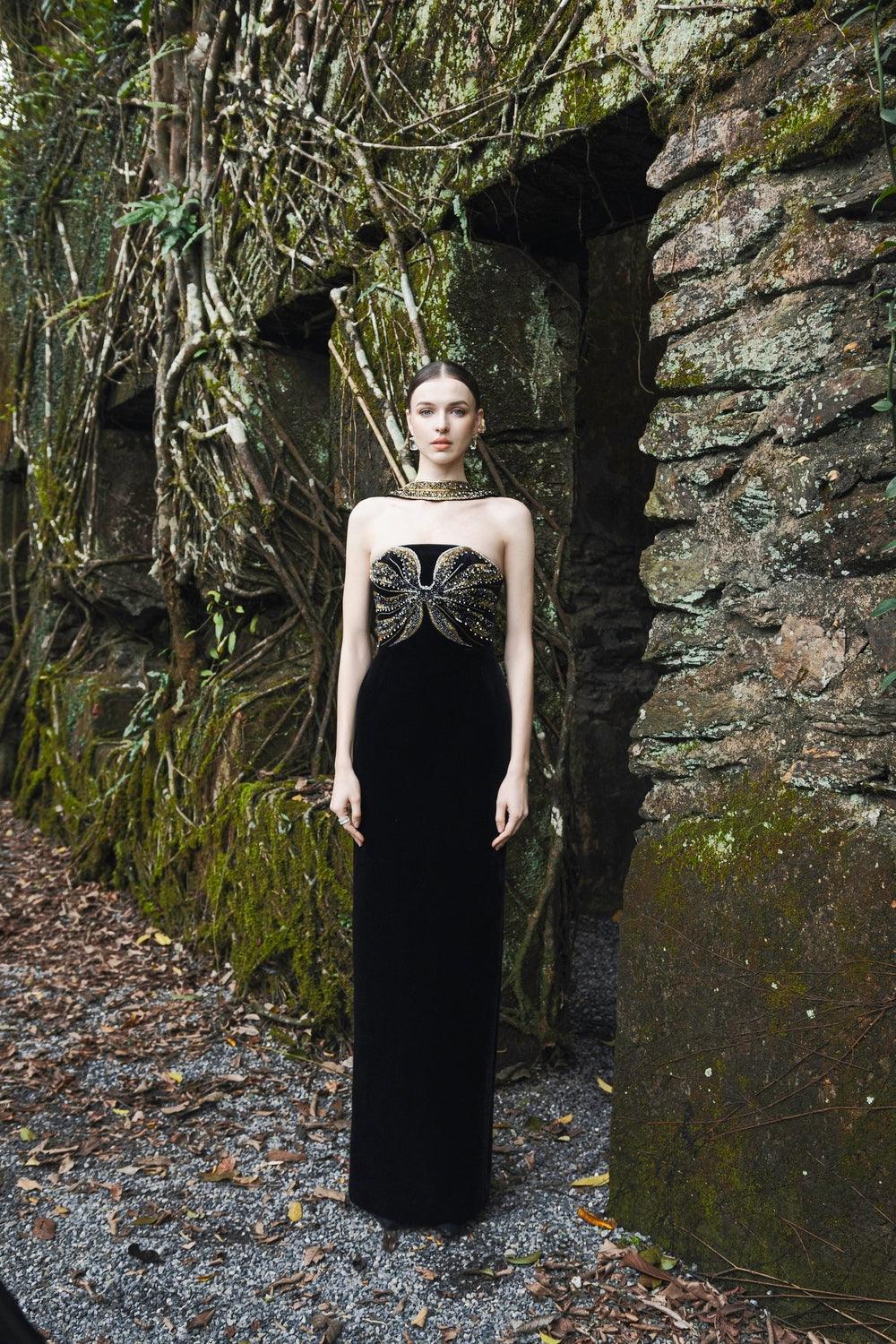 Stylized Strappy Crystal Embellished Dress