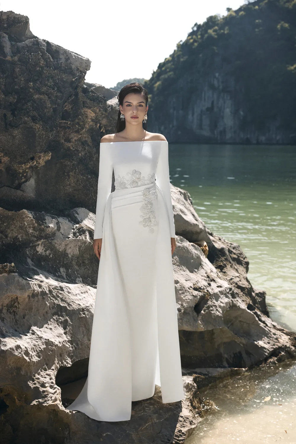 Floral Embellished Long Flap Straight Dress