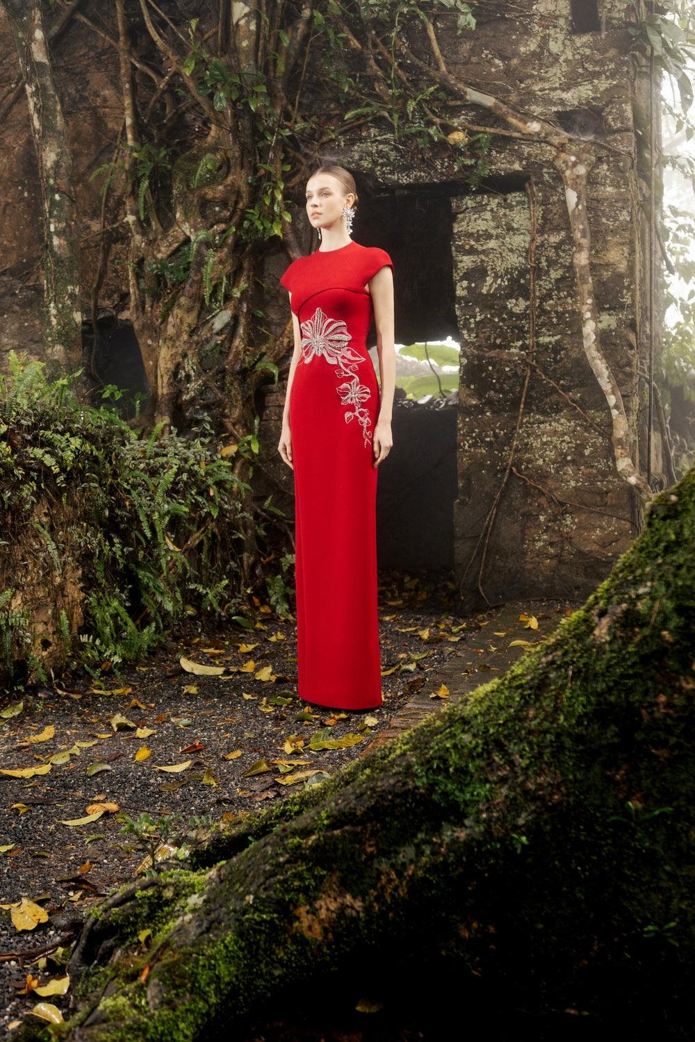 Short Sleeve Orchid Embellished Straight Dress