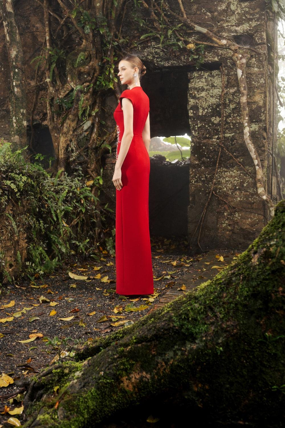 Short Sleeve Orchid Embellished Straight Dress