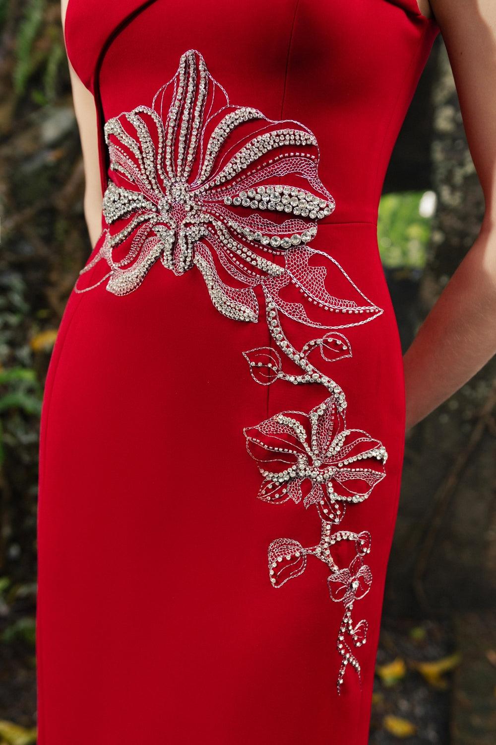 Short Sleeve Orchid Embellished Straight Dress