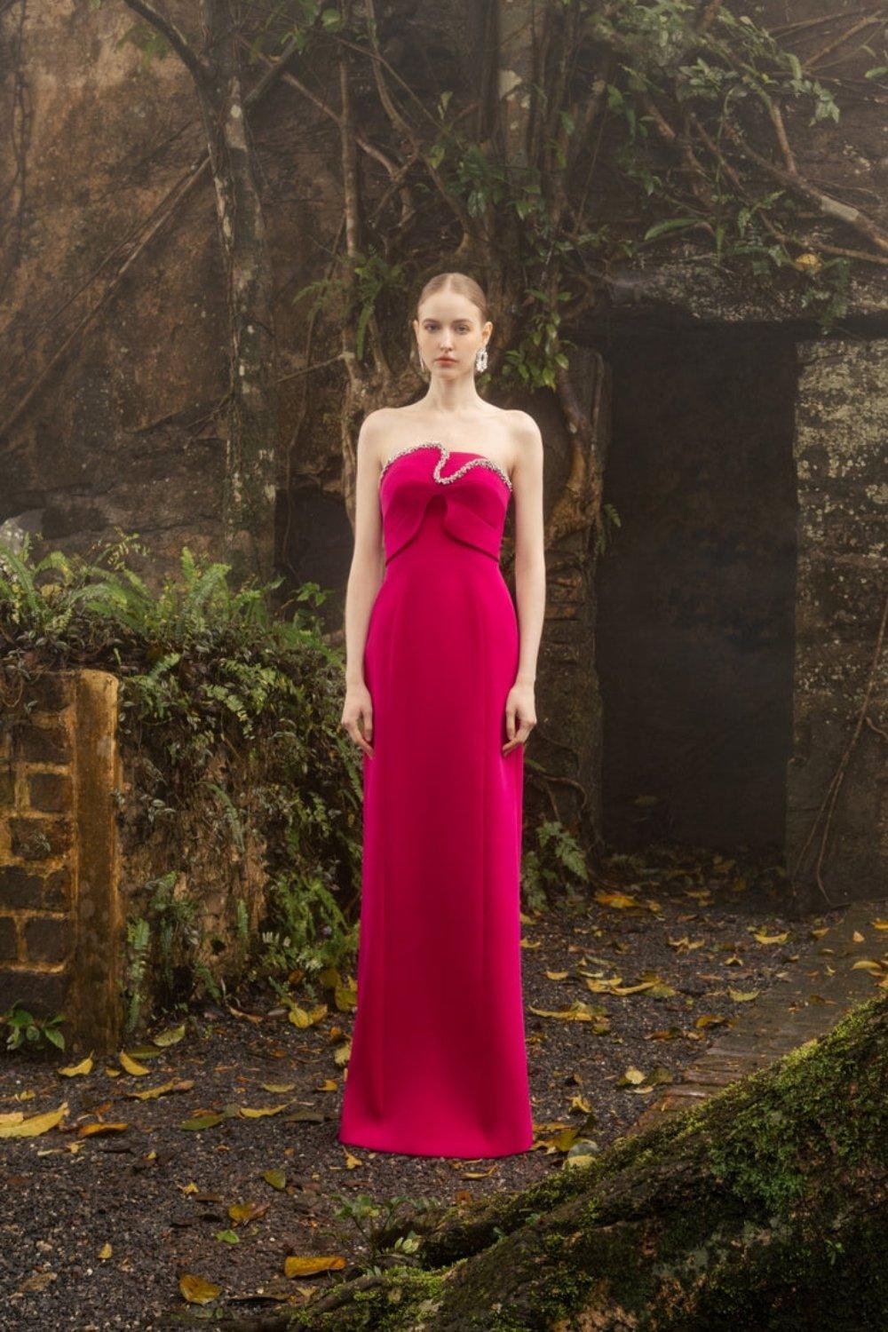 Orchid Strapless Straight Dress