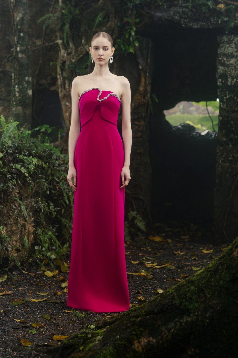 Orchid Strapless Straight Dress