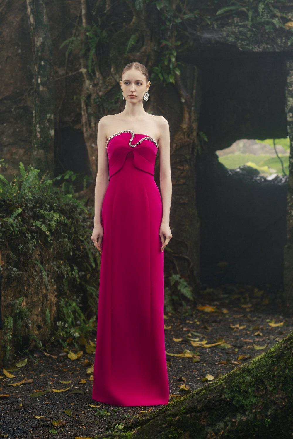Orchid Strapless Straight Dress