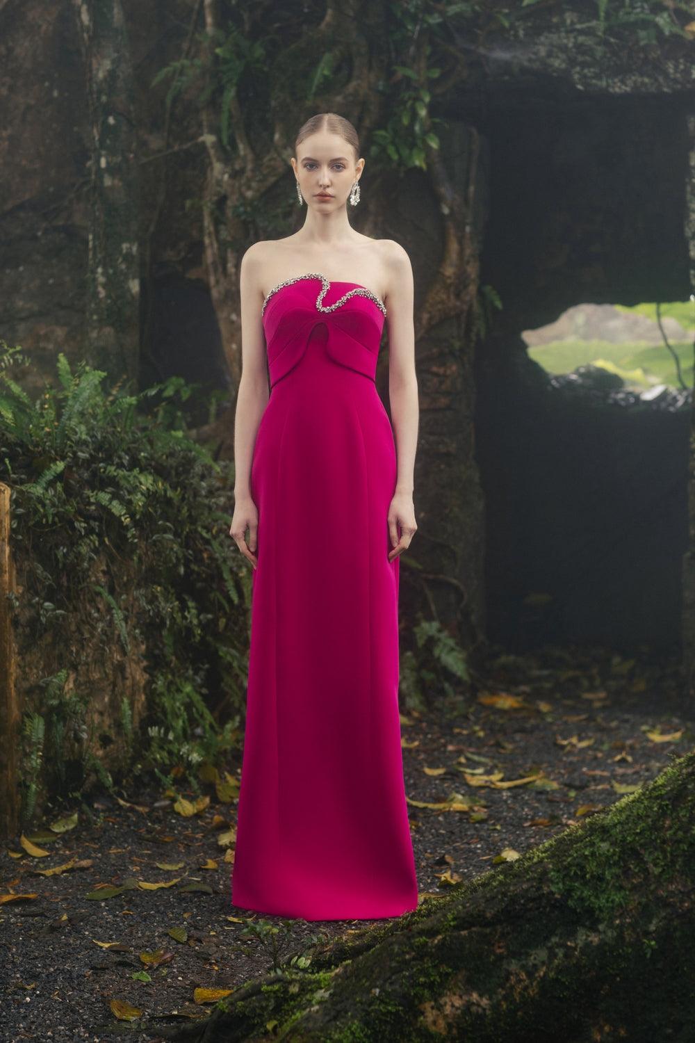 Orchid Strapless Straight Dress