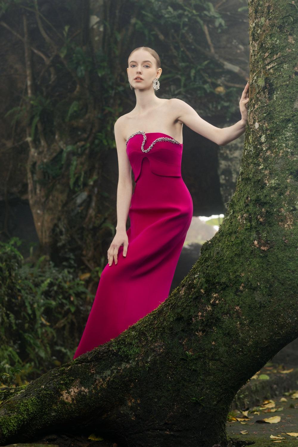 Orchid Strapless Straight Dress