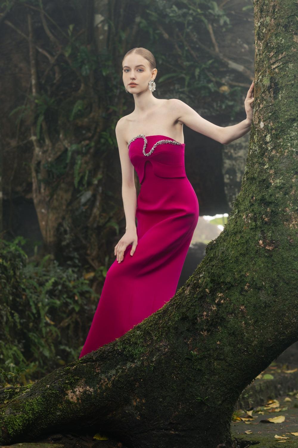 Orchid Strapless Straight Dress