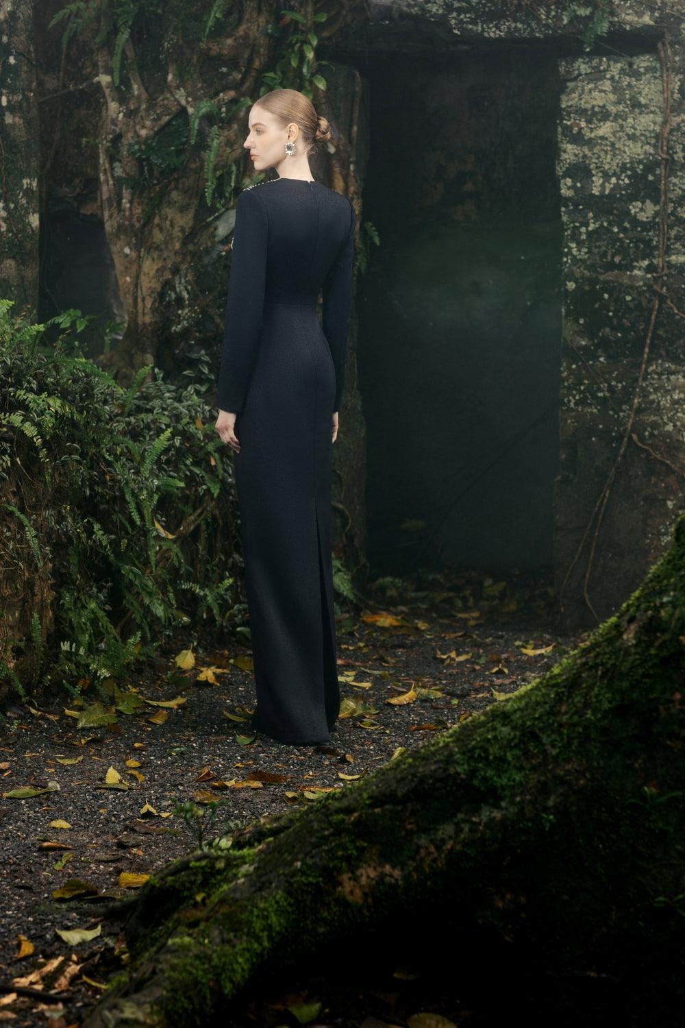 Stylized Curved Neck Straight Dress