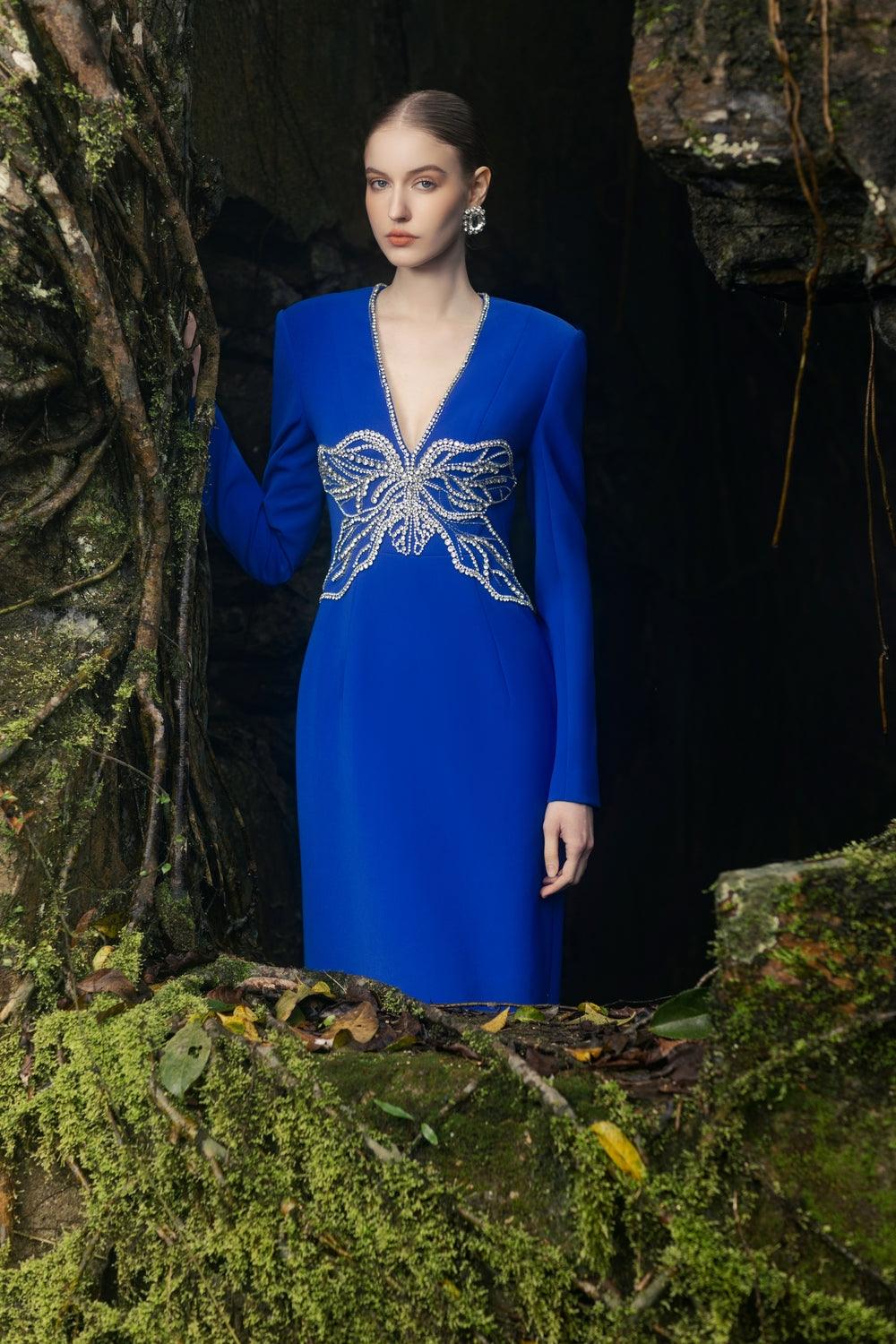 V-Neck Orchid Embellished Dress