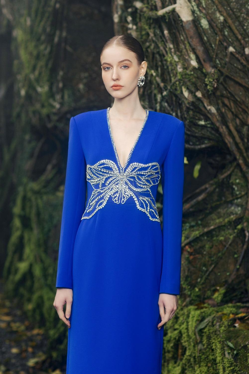 V-Neck Orchid Embellished Dress