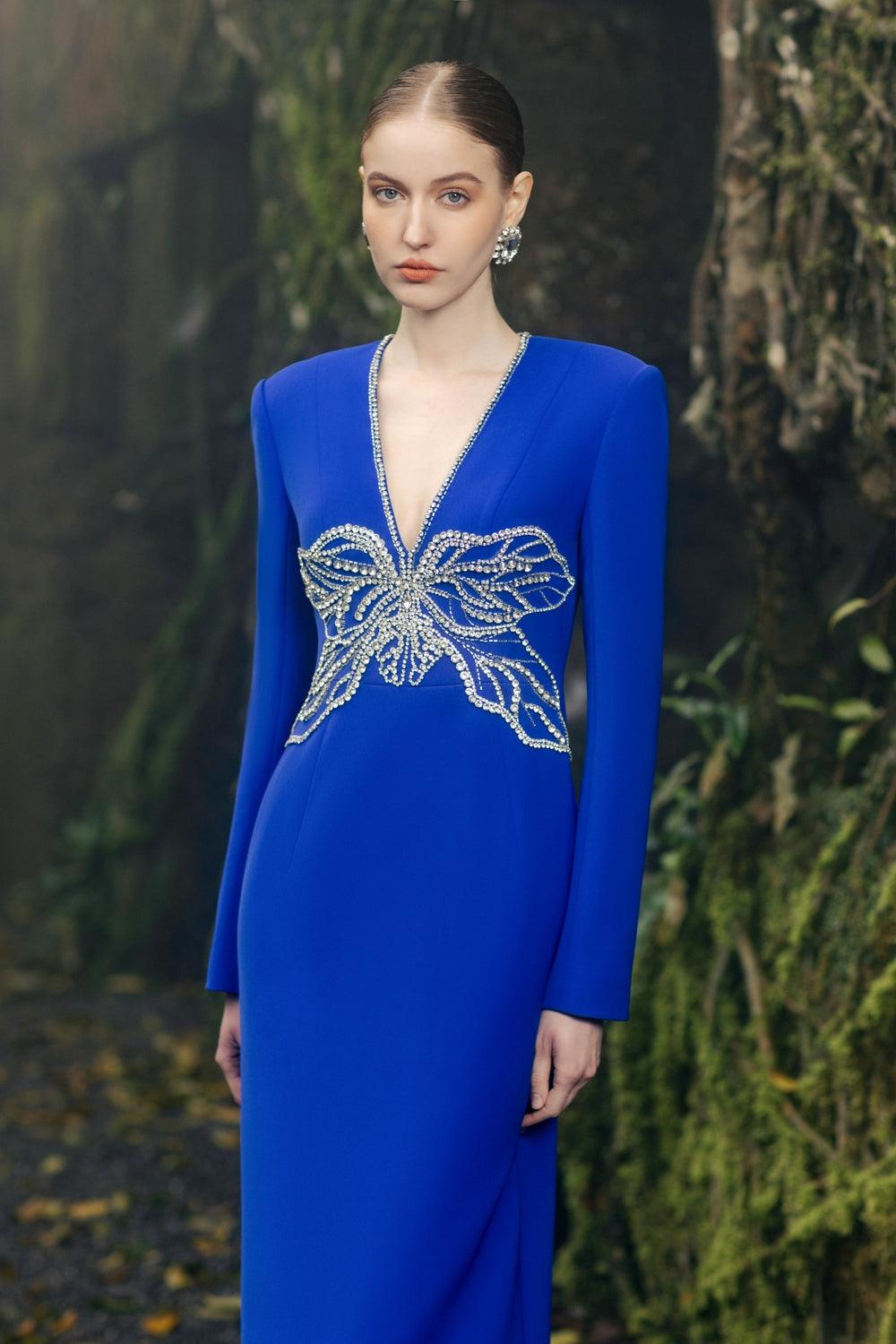 V-Neck Orchid Embellished Dress