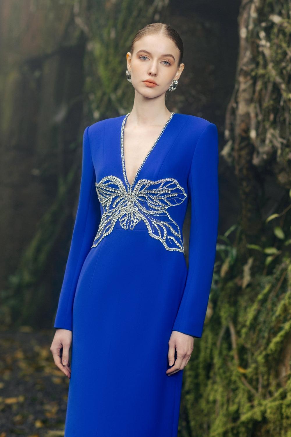 V-Neck Orchid Embellished Dress