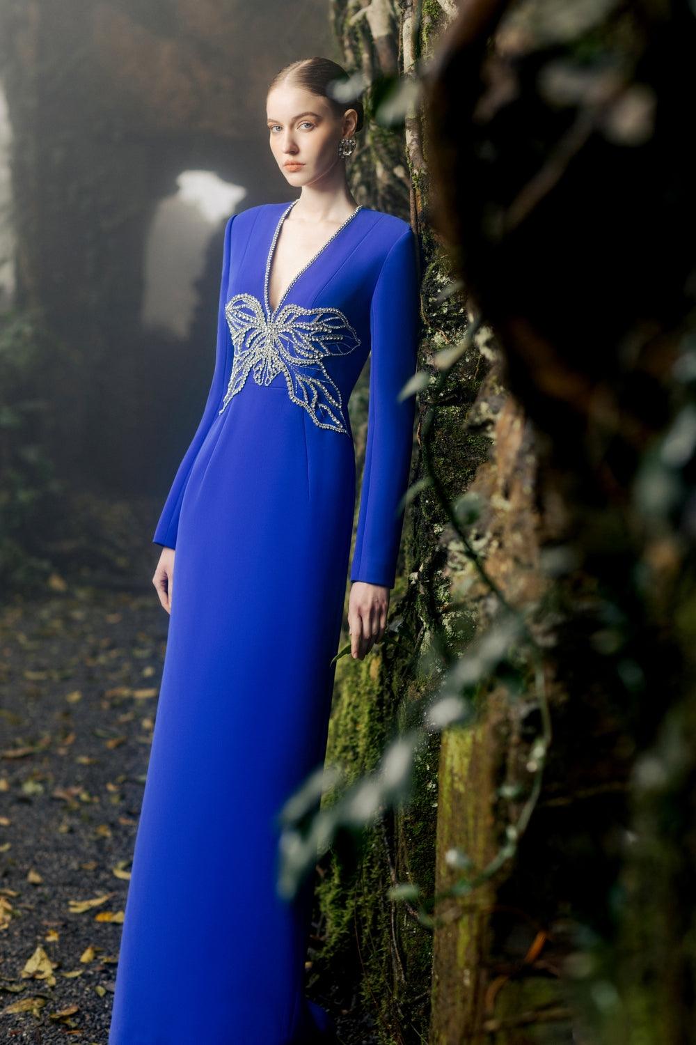 V-Neck Orchid Embellished Dress